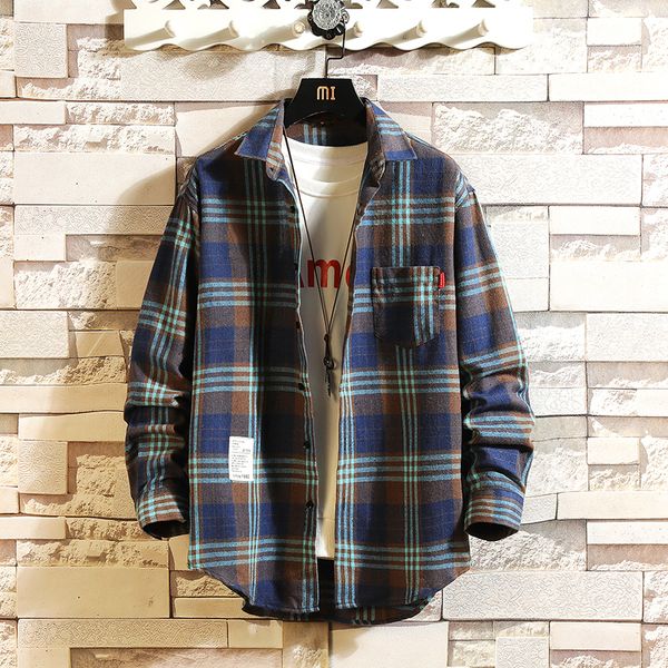 

2021 new spring casual red black plaid shirt slim fit cotton male long sleeve shirts men fashion clothing c0ar, White;black