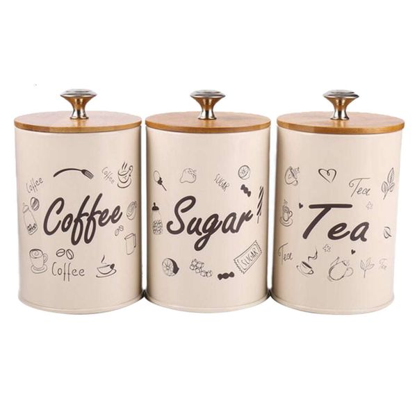 

3pcs/set kitchen storage jars ,sugar/coffee/tea canisters , metal iron 1l