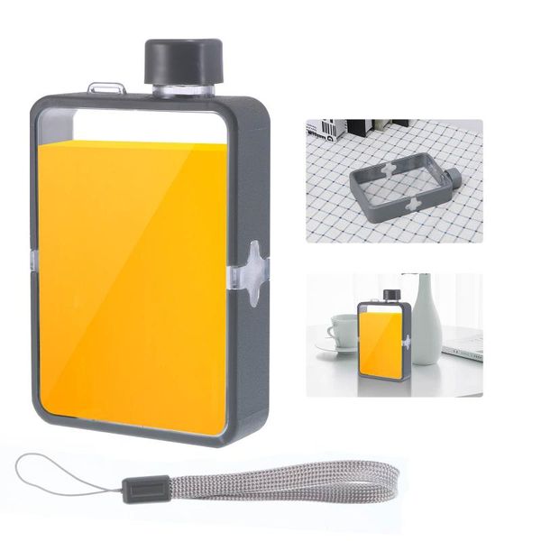 

water bottle 1 pc 380ml handy outdoor portable flat kettle sport drinking a5 notebook paper scrub plastic creative