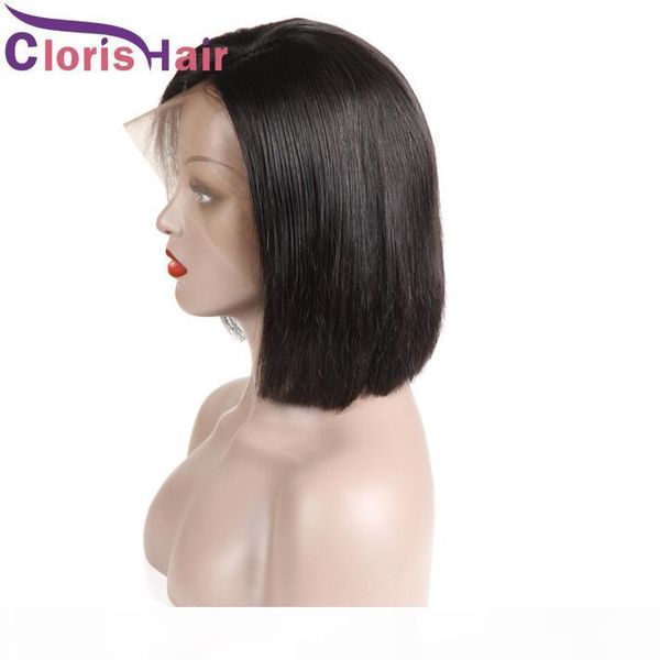 

short pixie lace front wigs brazilian straight full lace human hair bob wig for black women pre plucked natural hairline bob wig, Black;brown