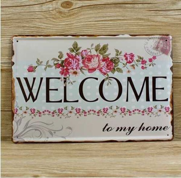 

welcome home poster vintage metal tin signs home garden wall decor 20x30cm
