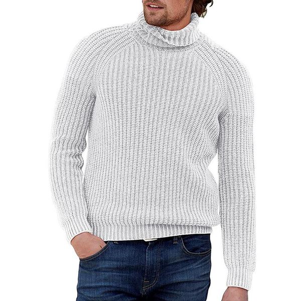 

men's sweaters autumn winter high-neck sweater solid color vintage long-sleeved european american large size, White;black