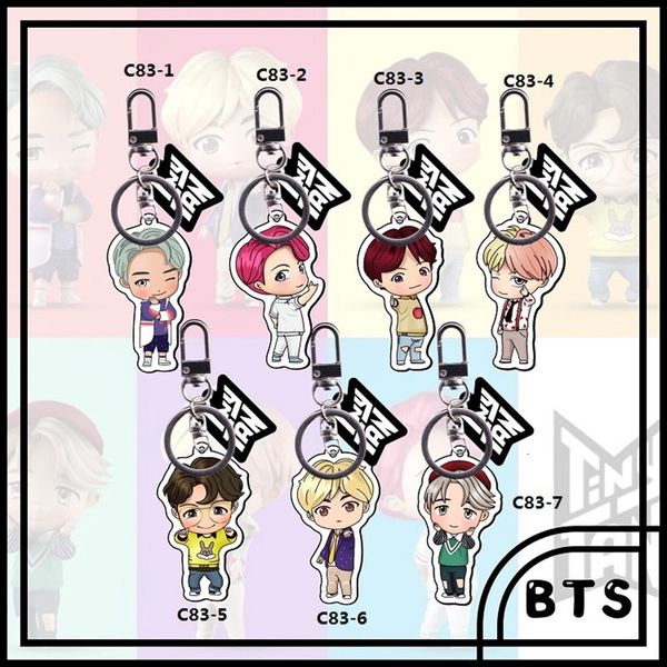 

cartoon keychain korean version of ins anime transparent acrylic bag pendant female bulletproof youth league star fan gift bts-2, Silver