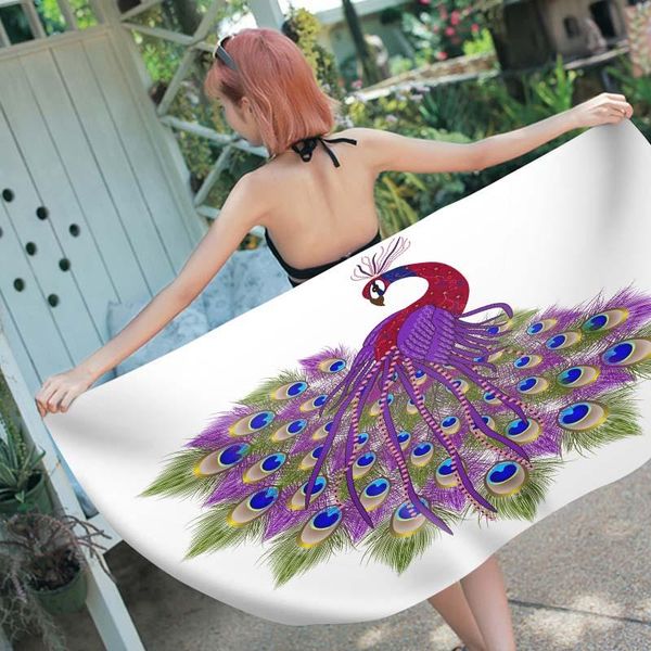 

towel peacock feather no sand quick dry beach microfiber bath summer cushion swimming fitness yoga towels