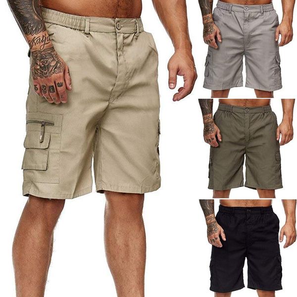

2021 new men's cargo shorts side multi-pockets men work shorts casual workout short pants loose fit cotton summer outdoor, White;black