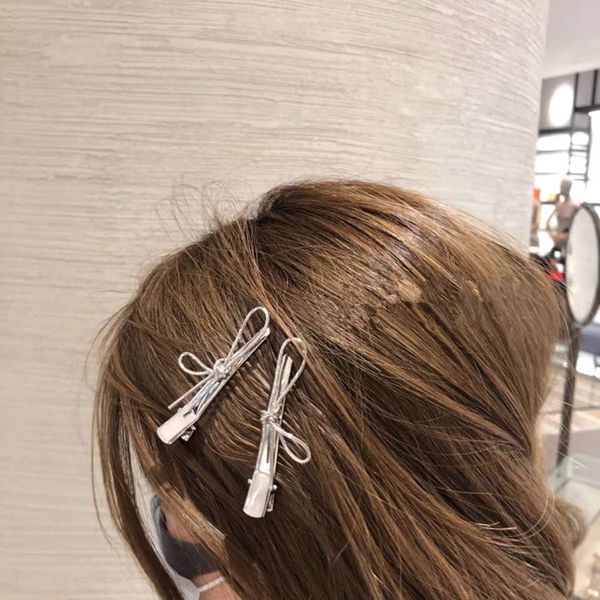 

hbp ins bowknot hairpin net red same fashion duckbill clip personalized thin thread high level cool style headdress, Silver