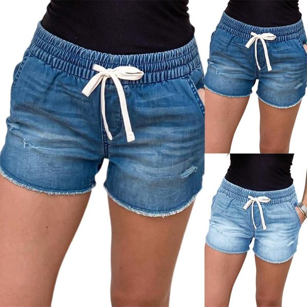 

women's jeans denim lace-up shorts vintage fashion women causal woman tassel, Blue
