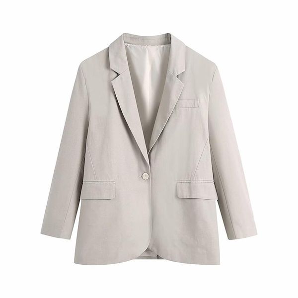 

women's suits & blazers moarcho women solid casual off lady single button long sleeve pocket notched suit khaki 2021 spring autumn fash, White;black