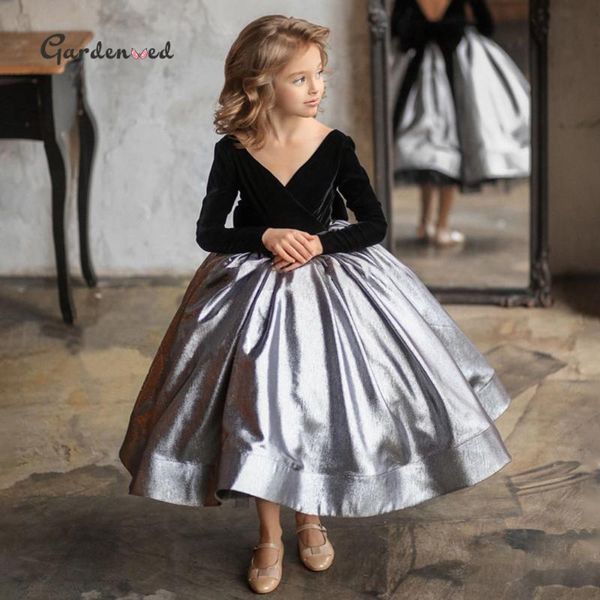 

girl's dresses girls birthday dress velvet little first communion long sleeves flower girl princess for, Red;yellow