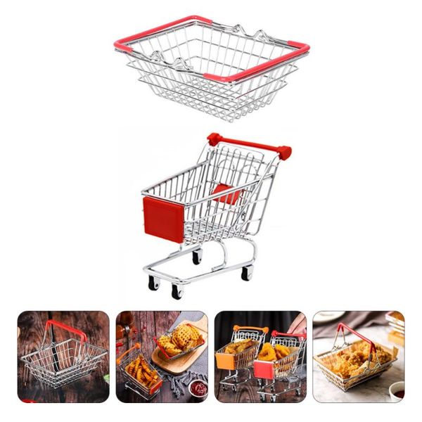 

1 set shopping pretend toys portable grocery basket and shopping cart for kids