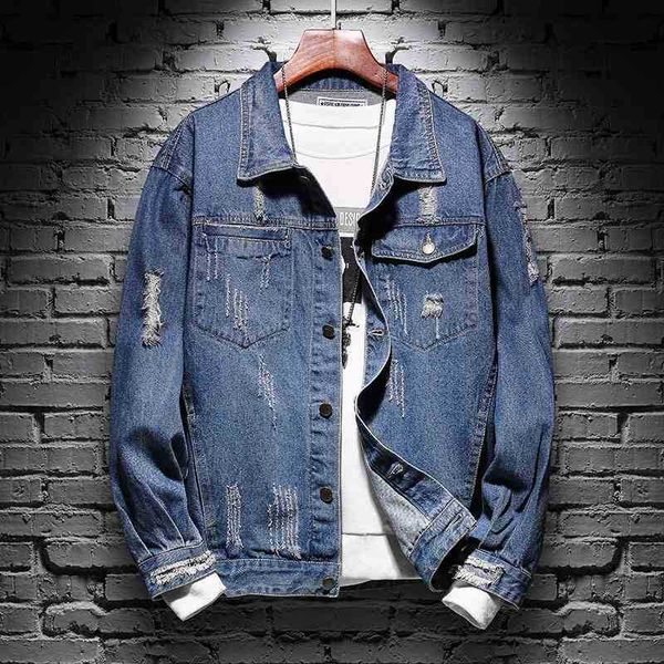 

fashion cowboy hole men's fashion handsome street spring and autumn versatile casual jacket hip hop, Black;brown