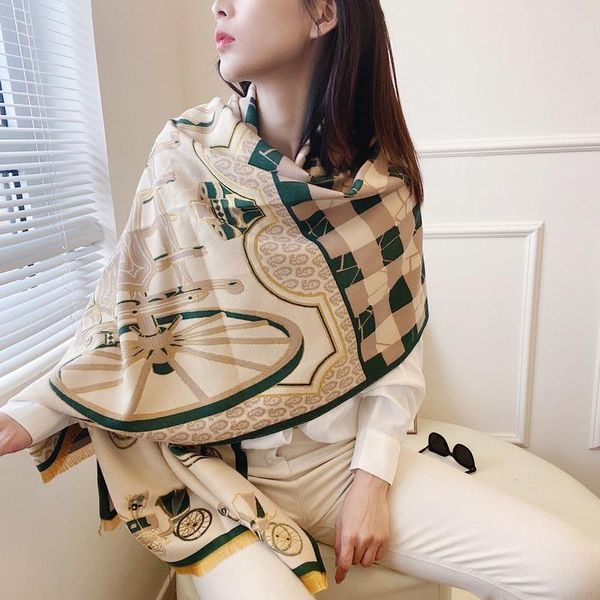 

scarves luxury winter wool scarf cashmere thick soft warm pashmina female shawl wraps bufanda echarpe hiver cicartiz invierno, Blue;gray