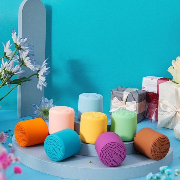 Mini Alto-falante Bluetooth Creative Macaron Áudio Portátil Rodada de Aço pequeno Canhão TWS