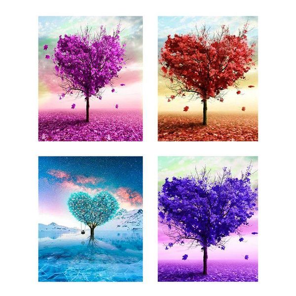 

paintings chenistory diy painting by numbers kits heart tree picture landscape with frame 60x75cm handmade for home decors art