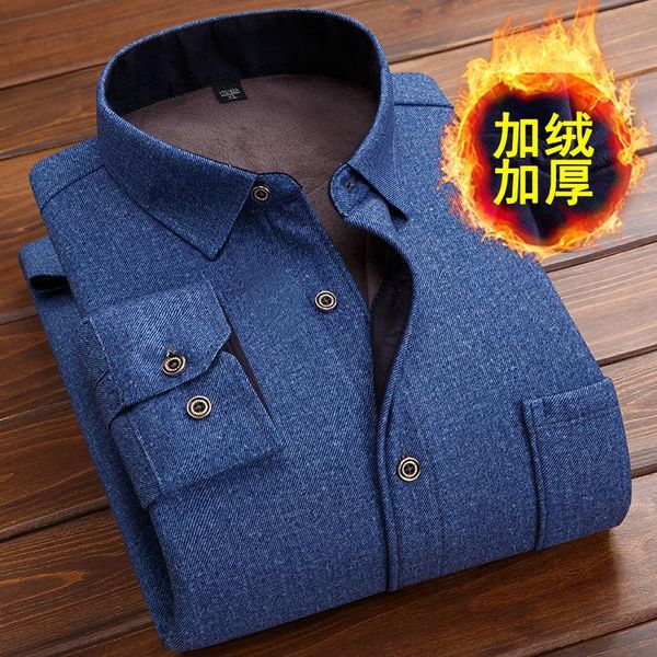 

2021 new autumn winter men fleece warm shirt male fashion solid long sleeve business big size shirt thick warm l-5xl, White;black