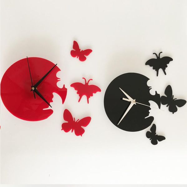 

wall clocks creative diy butterfly acrylic bell study bedroom decorative affixed waterproof
