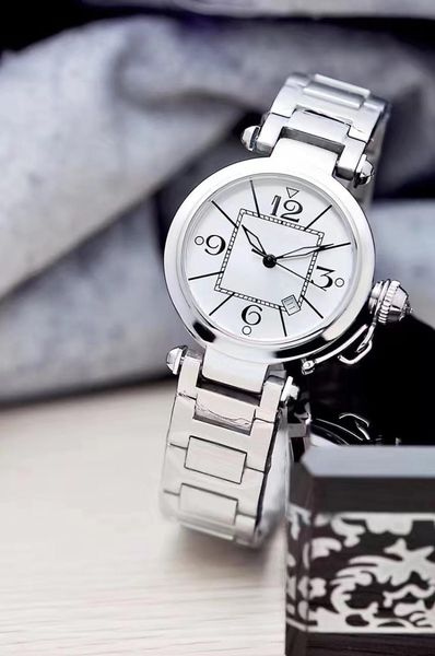 

wristwatches classic men women gold silver white dial watch sapphire stainless steel watches fashion sport, Slivery;brown