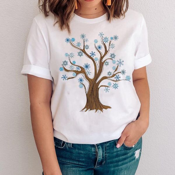 

women graphic tree casual short sleeve fashion clothing 90s clothes lady tees print clothing female tshirt t-shirt, White