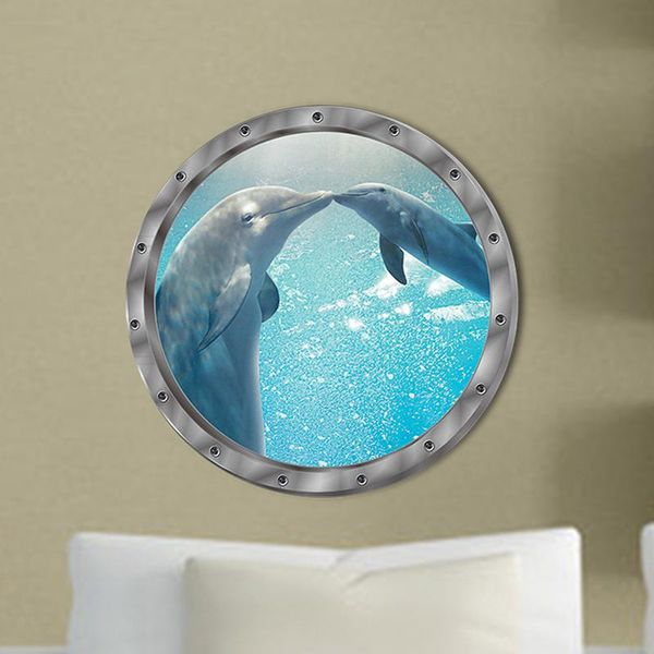 

wall stickers 3d dolphin ocean animals sticker decals mural room decor
