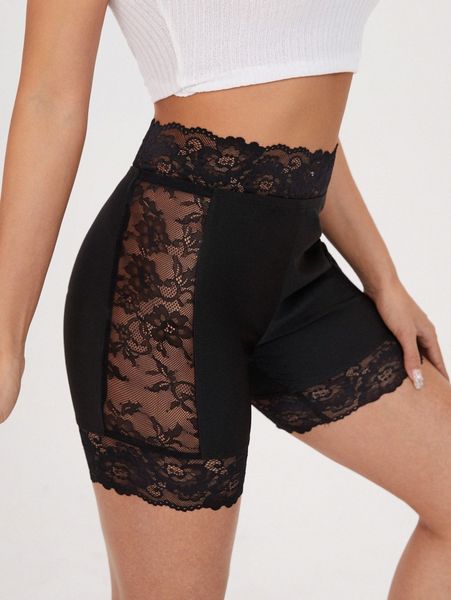 

contrast lace biker shorts p1uo#, Black