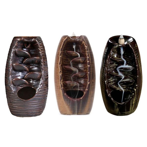 

fragrance lamps 4 colors backflow incense burner ceramic furnace lotus smell aromatic home office crafts holder