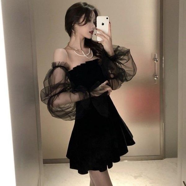 

luxury casual dresses big size cross ing bubble sleeve puppet mh drs men's and women's big lolita ffy, Black;gray