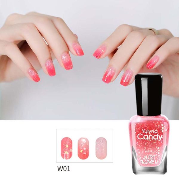 

nail gel temperature change polish color control oil 33 sequins soak off uv varnish colorful, Red;pink