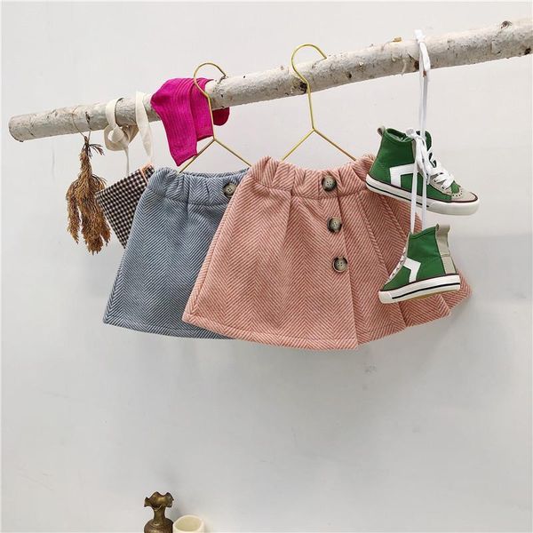 

skirts spring autumn winter baby girls plaid skirt fashion elastic waist children shorts clothing kids wool for bebes 2-7t1, Blue