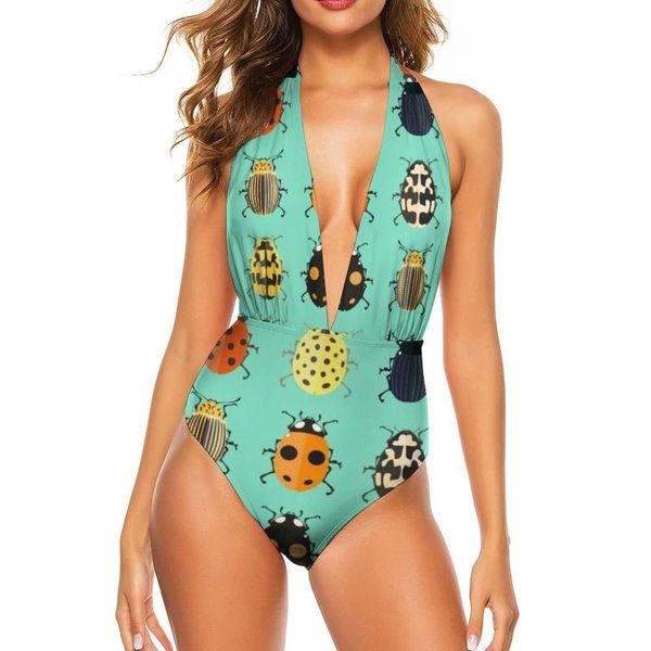 

one-piece suits bug swimsuit v neck rave swimwear teenager 1 piece bathing suit