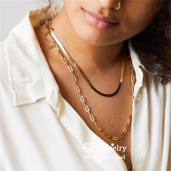 

chokers necklace women accessory fashion jewelry stainless steel multilevel chains trendy choker female clavicle colar gift cdnn062, Golden;silver
