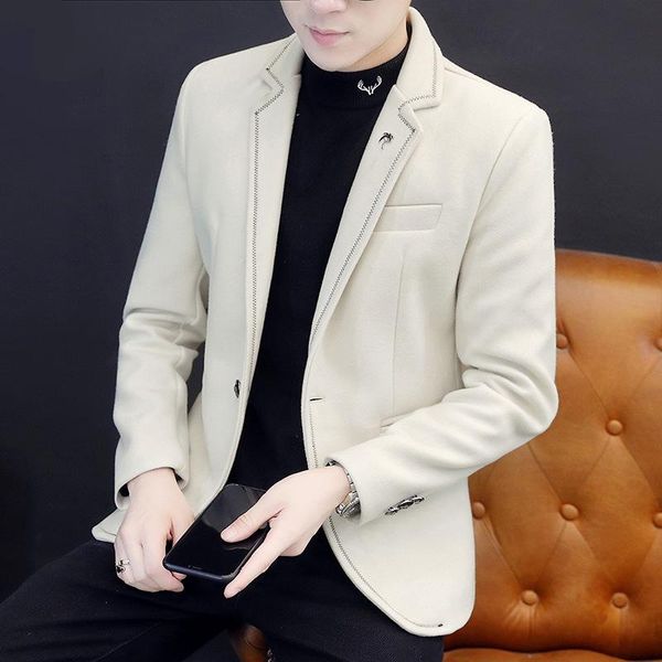 

men's suits & blazers 2021 autumn and winter woolen suit youth trendy slim handsome, White;black