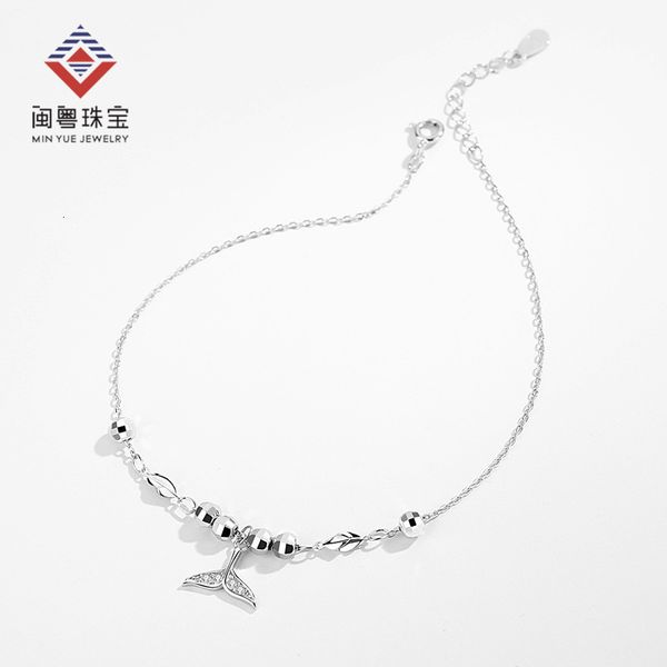 

minyue international jewelry 925 sterling silver dolphin female plain fish tail chain, Red;blue