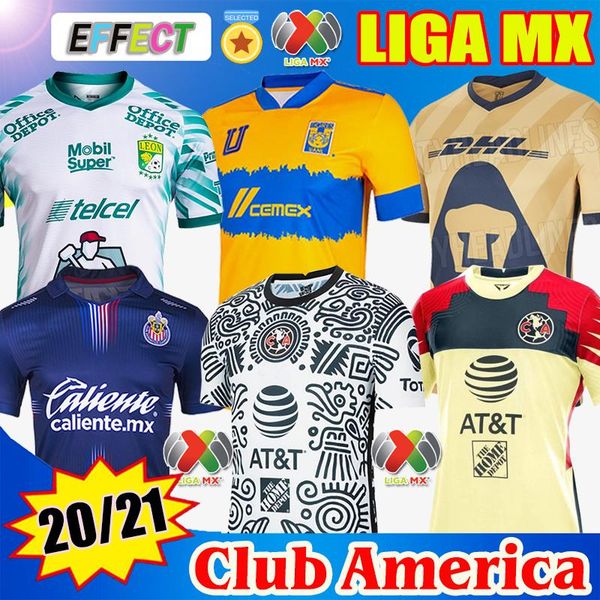 

20 21 club america soccer jerseys 2020 2021 home unam third leon uanl tigres chivas de guadalajara kit camisas de futebol men's footbal, White;black
