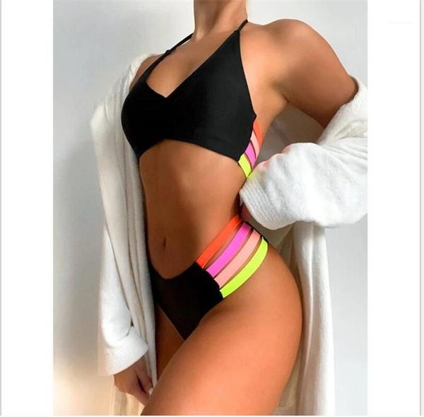 

out tankinis set designer v neck womens clothing 2021 contrast color womens swimwear fashion hollow, White;black