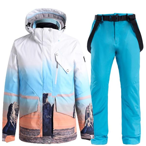 

skiing suits women's warm thickened ski suit waterproof winter sports snowboard jacket& pants snow coat mountain windbreaker hooded for