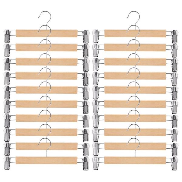 

hangers & racks wooden skirt with adjustable clips (pack of 20) non-slip trouser hanger natural finish lotus wood pants