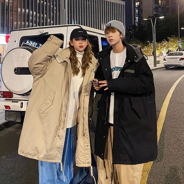 

2021 New Winter Cotton Thicken Jacket Men's Parka Warm Fashion Casual Oversize Hooded Men Korean Clothes Long Coat Mens Overcoat Kbz6, Black
