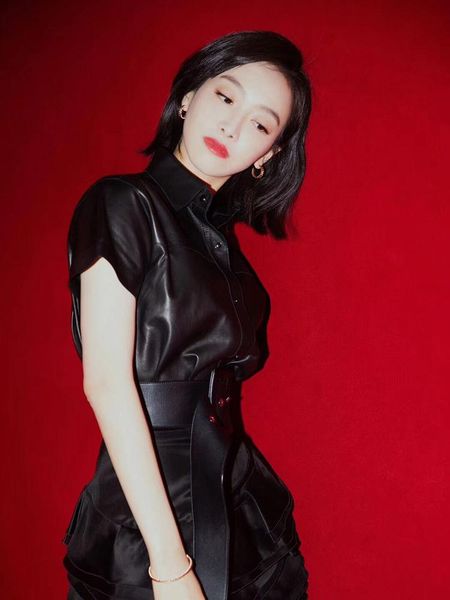 

women's leather & faux arrival 2022 women fashion genuine coat short sleeve,black real shirt with belt