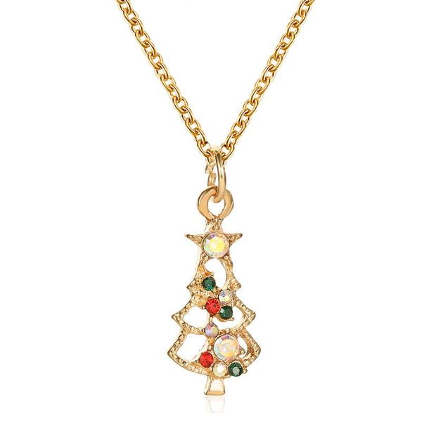 

pendant necklaces christmas fashion snowflake walking stick tree oil dripping lady necklace festive gifts, Silver