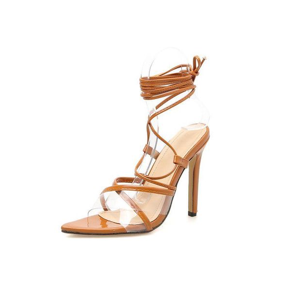

women's sandals pointed straps transparent pvc thin, Black