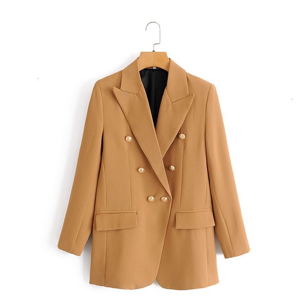 

2021 new european and american women's wholesale summer british design double breasted suit coat lzau, Black;brown