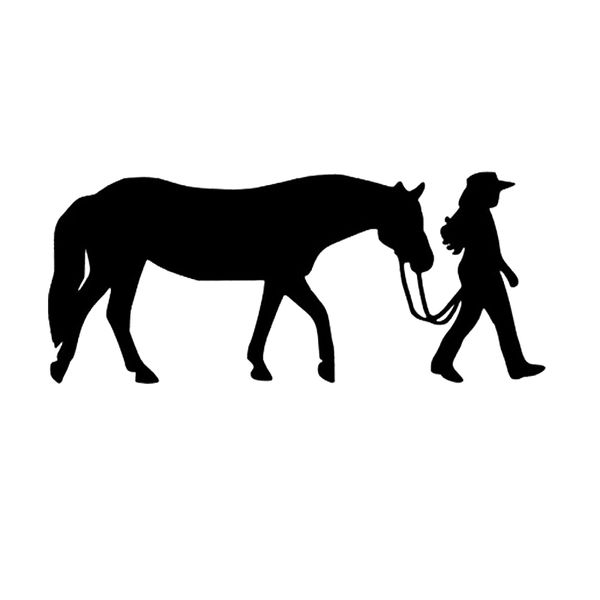 

17*7.2cm girl walking horse vinyl sticker new style car stickers to cover scratches