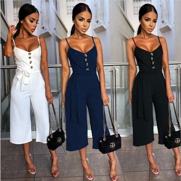 

women's shorts open back suspender jumpsuit, White;black