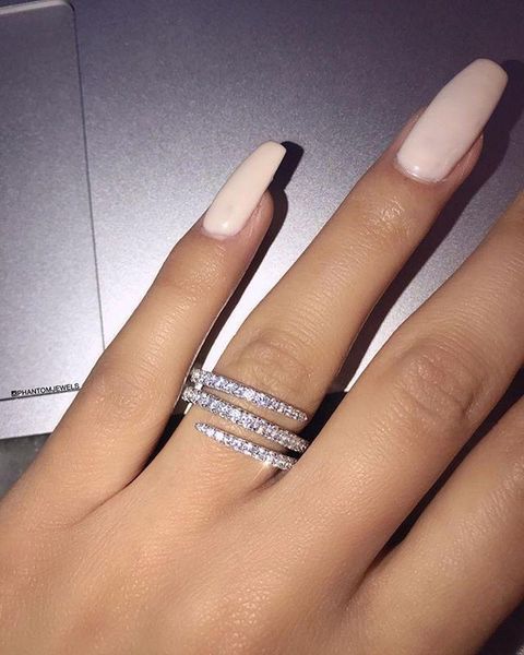 

wedding rings women fashion crystal engagement three layer micro inlaid cz personality girl birthday gift size 5-10 jewelry wholesale, Slivery;golden