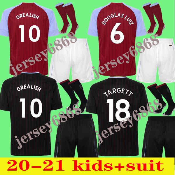 

aston villa soccer jersey 20 21 watkins m. trezeguet grealish jerseys 2021 wesley davis football shirt men + kids kit uniforms, Black;yellow