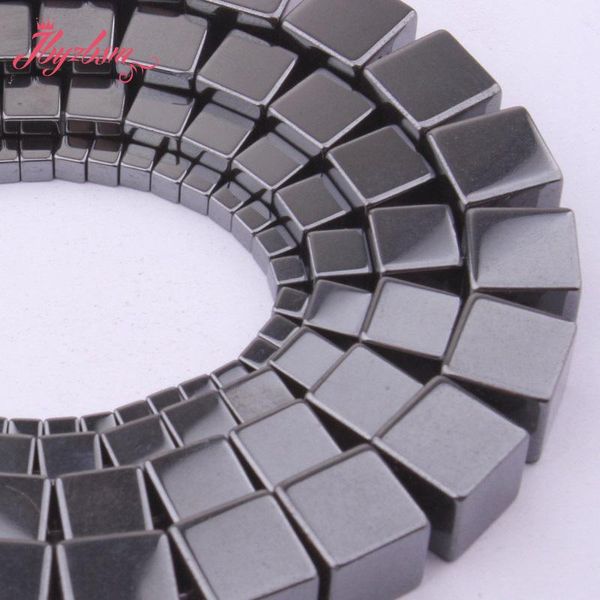 

other 3,4,6,8,10mm natural square smooth hematite no magnetic stone beads spacer for diy necklace bracelet jewelry making strand 15"