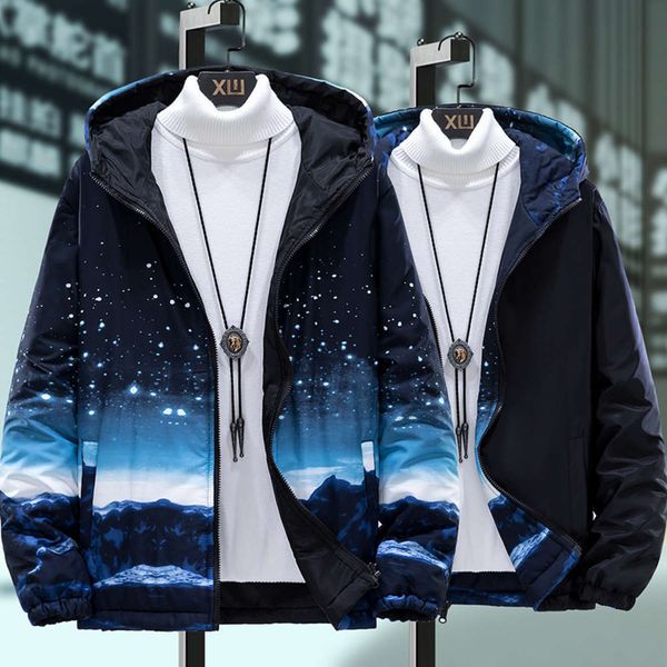 

spring 2020 new two side wear korean trend plus cotton thickened jacket autumn and winter men's inter, Black;brown