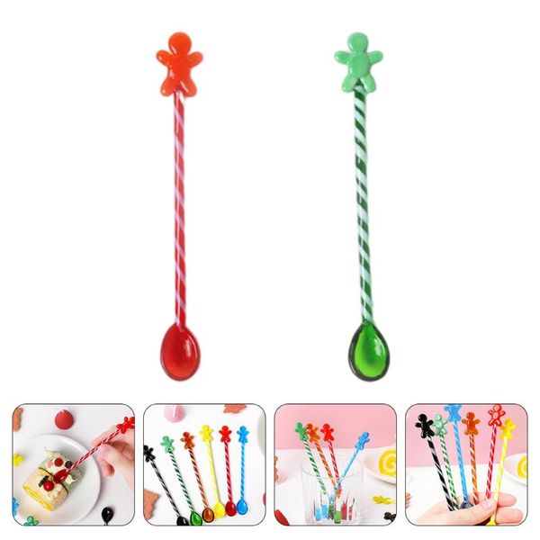 

spoons 2pcs creative gingerbread man shaped design dessert long handle