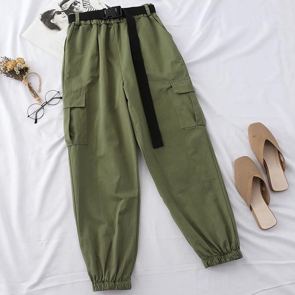 

women's pants & capris heliar nine fashion cargo harlan style trousers with waist belt female long lady street 2021 fall winter, Black;white