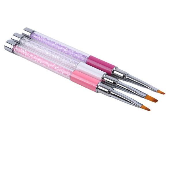 

nail art kits 3 pcs/set round head acrylic uv gel extension builder pen brushes painting drawing flower manicure tips tools